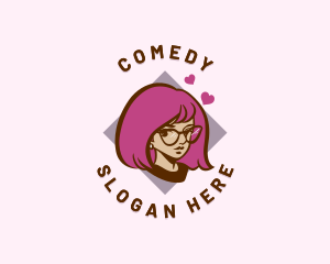 Cute Glasses Girl Logo