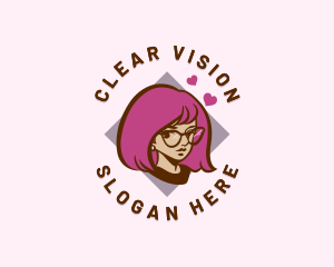 Glasses - Cute Glasses Girl logo design