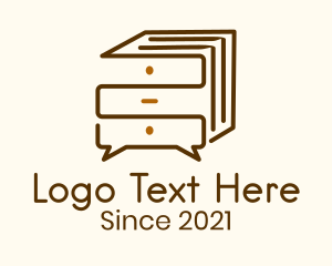 Office Supplies - Wooden File Cabinet Chat logo design