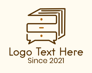 Bookshelf - Wooden File Cabinet Chat logo design