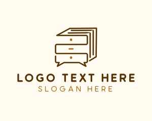 Office Supply - Wooden File Cabinet Chat logo design