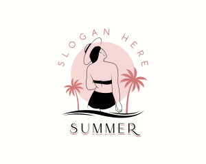 Woman Bikini Beach logo design