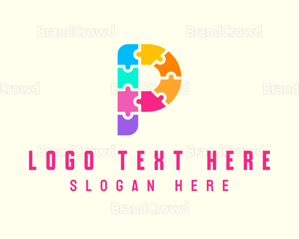Colorful Puzzle Letter P Logo