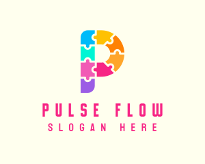 Colorful Puzzle Letter P logo design