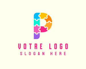 Puzzle - Colorful Puzzle Letter P logo design