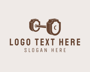 Rustic - Barbell Shield Gym logo design