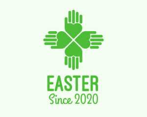 Medical Center - Green Heart Hand Clover logo design