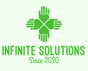 Medication - Green Heart Hand Clover logo design