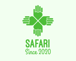 Support - Green Heart Hand Clover logo design