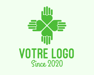 Hospital - Green Heart Hand Clover logo design