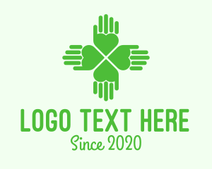 Hand - Green Heart Hand Clover logo design