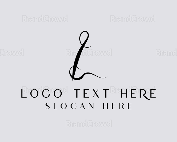Seamstress Sewing Thread Letter L Logo