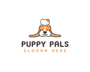 Sleeping Puppy Kitten logo design