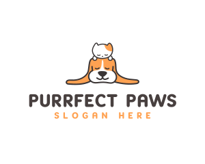 Sleeping Puppy Kitten logo design