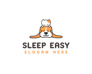 Sleeping Puppy Kitten logo design