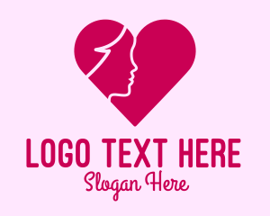 Online Relationship - Woman Face Heart logo design
