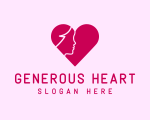 Woman Face Heart logo design