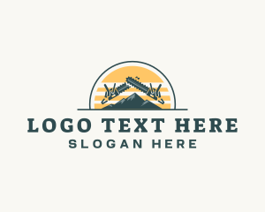 Log - Chainsaw Woodwork Mountain logo design