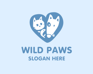 Cat Dog Fish Heart logo design