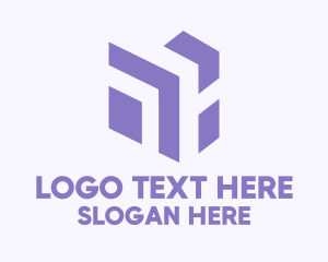 Digital Media - Abstract Purple Digital Cube logo design