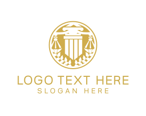 Court House - Gold Law Justice logo design