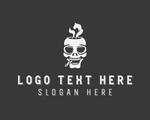 Skeleton - Skull Smoke Cigarette logo design