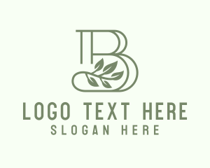 Vegetarian - Green Botanical Letter B logo design