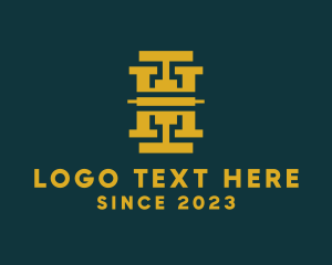 Column - Golden Column Letter H logo design