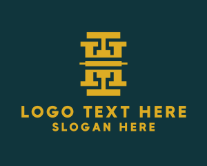 Golden Column Letter H Logo