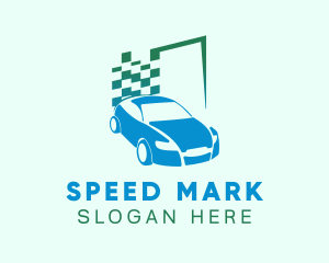 Car Racing Flag logo design