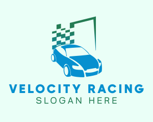 Car Racing Flag logo design