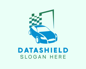 Rideshare - Car Racing Flag logo design