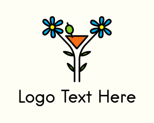 Glass - Organic Cocktail Flower Drink logo design