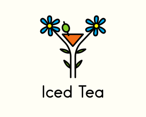 Organic Cocktail Flower Drink logo design