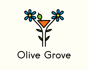 Olive - Organic Cocktail Flower Drink logo design