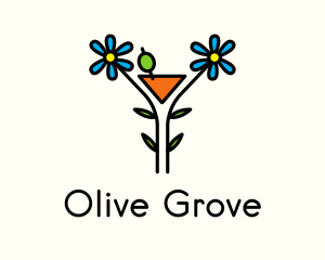 Organic Cocktail Flower Drink logo design