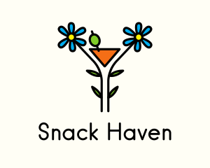 Organic Cocktail Flower Drink logo design