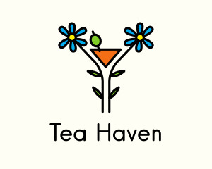 Organic Cocktail Flower Drink logo design