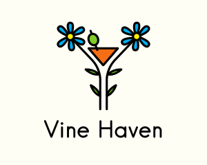 Organic Cocktail Flower Drink logo design