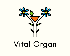 Organic Cocktail Flower Drink logo design