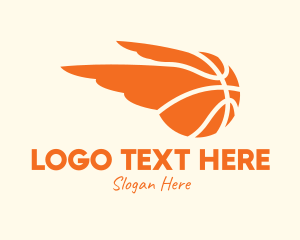 Hoop - Orange Basketball Wings logo design