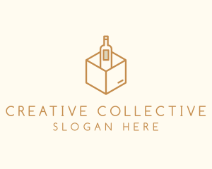 Wine Bottle Box Package logo design