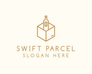 Parcel - Wine Bottle Box Package logo design
