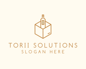 Wine Bottle Box Package logo design