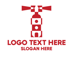 Liqour - Red Lighthouse Bottle logo design