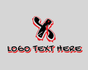 Gangster - Splatter Graffiti Letter X logo design