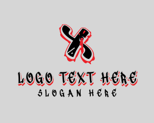 Skateboard - Splatter Graffiti Letter X logo design