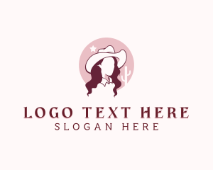Saloon - Rodeo Cowgirl Woman logo design