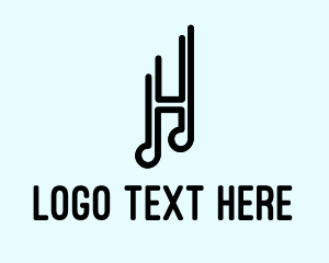 Black And White - Musical Letter H logo design