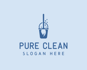 Mop Bucket Cleaning Wash logo design